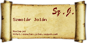 Szmolár Jolán névjegykártya